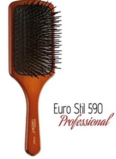Poınt Euro Stil Ahşap Yastıklı Saç Fırçası Plastik Kıllı**00590